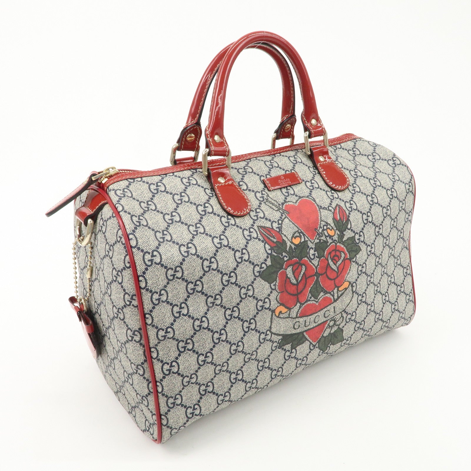 GUCCI JOY Line GG Supreme Patent Leather Boston Bag 189895 Used