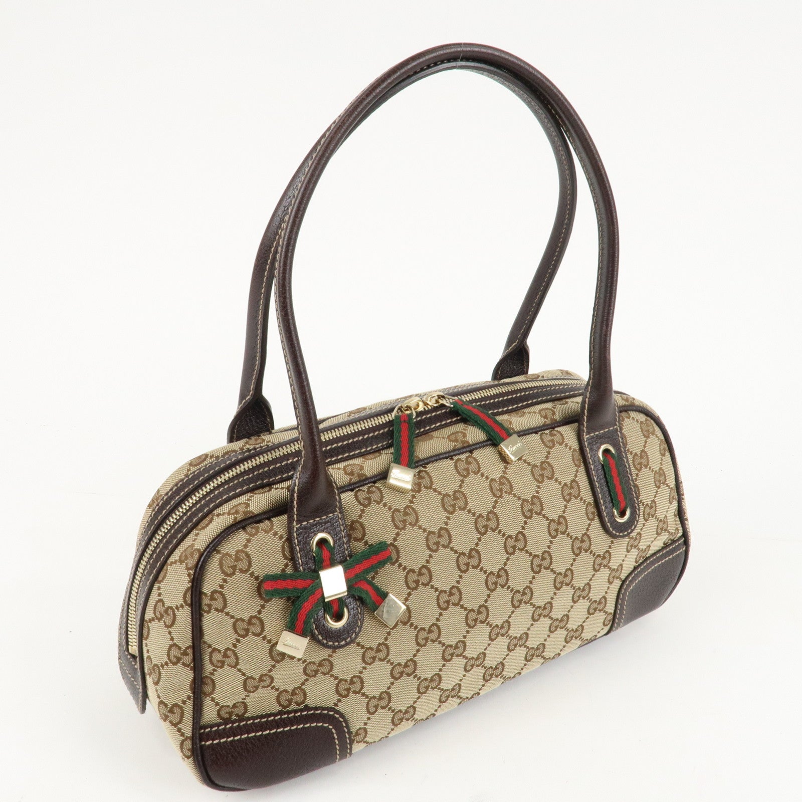 GUCCI Princy Sherry GG Canvas Leather Shoulder Bag Hand Bag 161720 Used