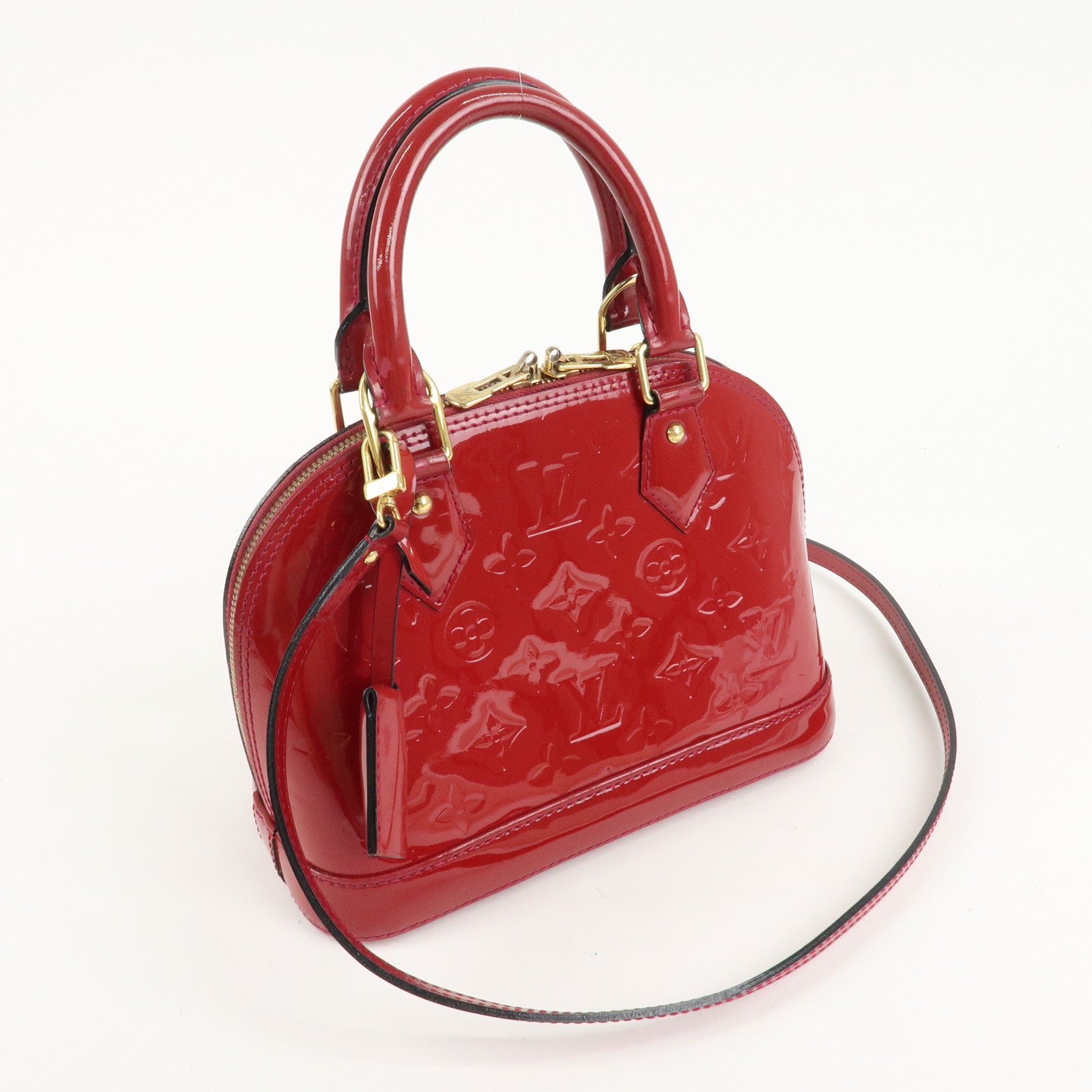 Louis Vuitton Monogram Vernis Alma BB 2Way Bag Red M91606 Used