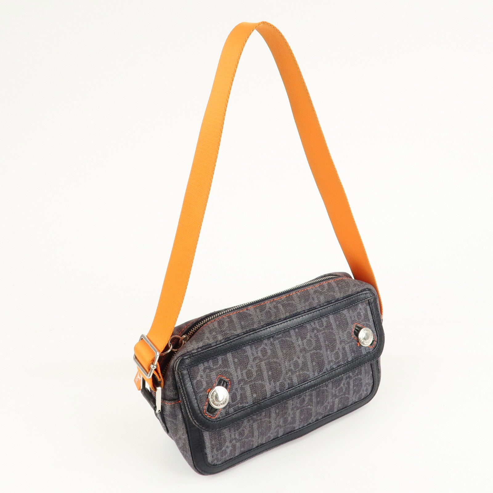 Christian Dior Trotter Flight Line Denim Leather Shoulder Bag Used