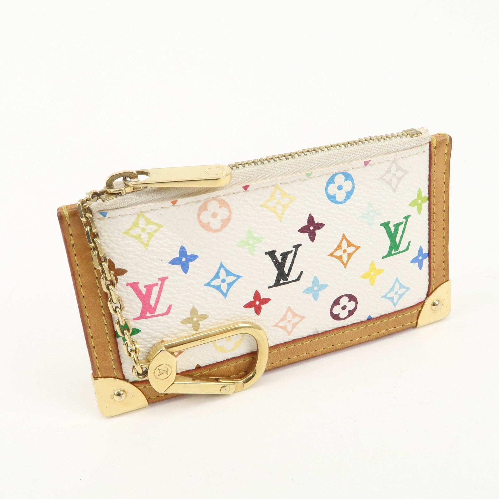 Louis Vuitton Monogram Multicolor Pochette Cles Blanc M92655 Used