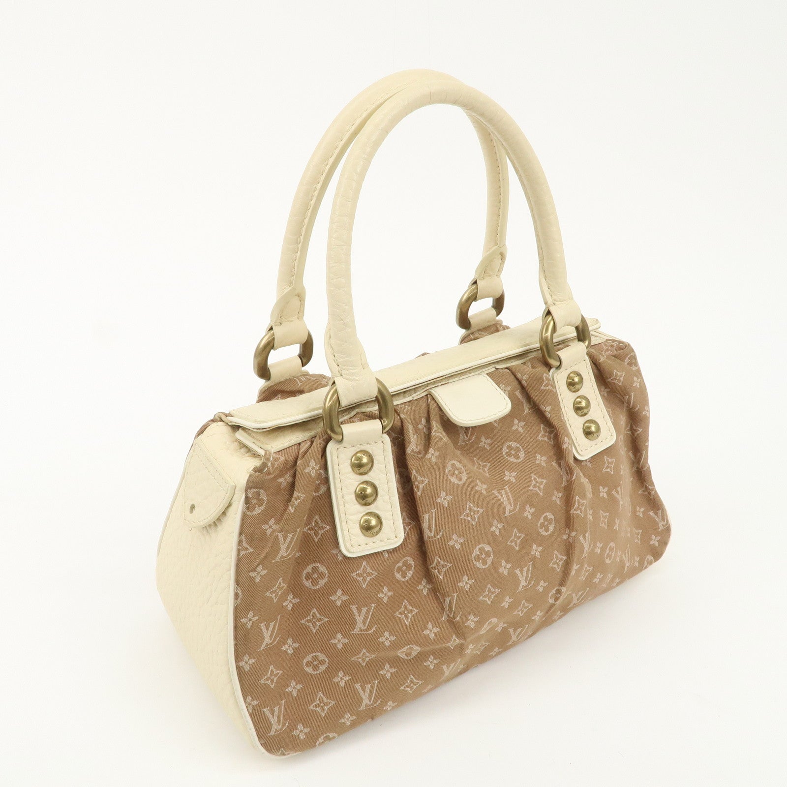 Louis Vuitton Monogram Mini Lin Trapeze PM Hand Bag Caramel M40059 Used