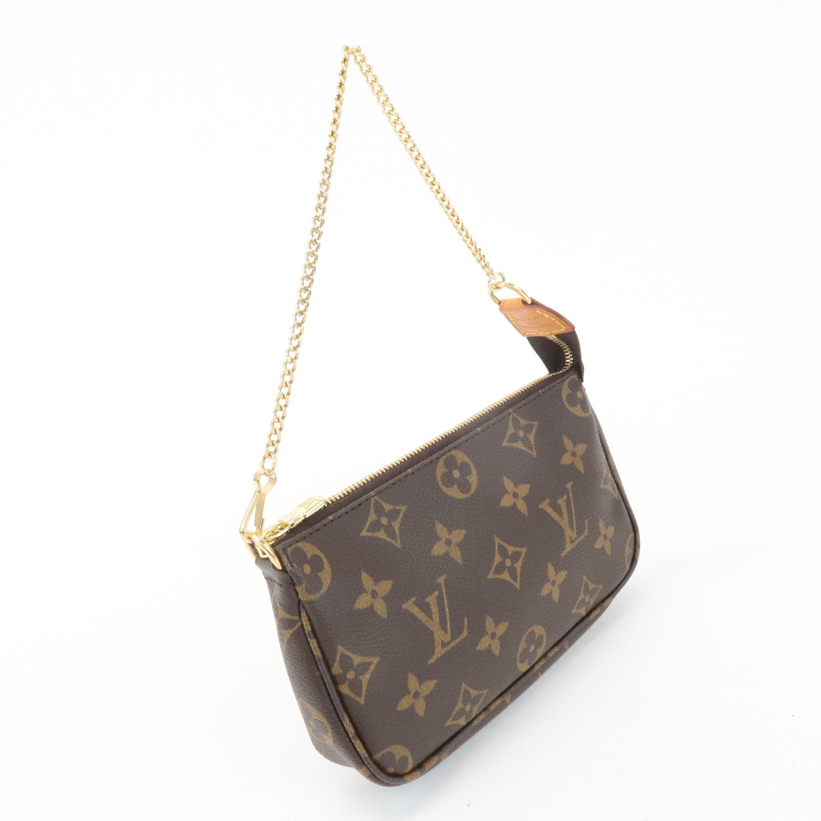 Louis Vuitton Bucket PM Pouch Hand Bag Brown Gold Hardware Used