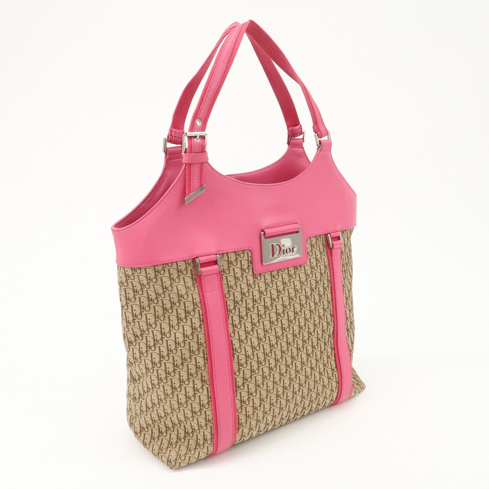 Christian Dior Street Chic Trotter Canvas Leather Tote Bag Used