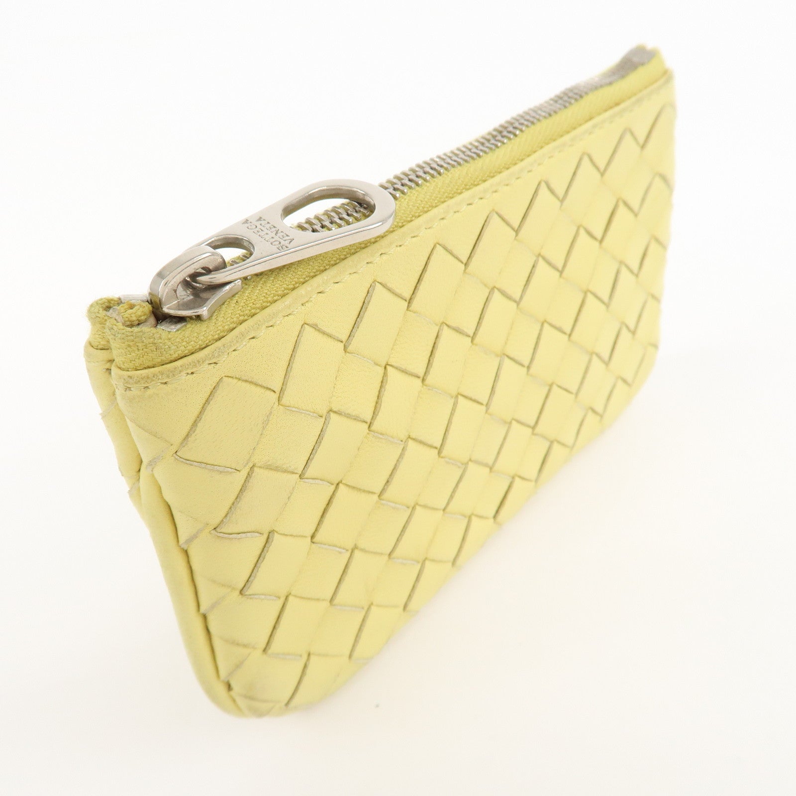 BOTTEGA VENETA Intrecciato Leather Coin Case Yellow 131232 Used