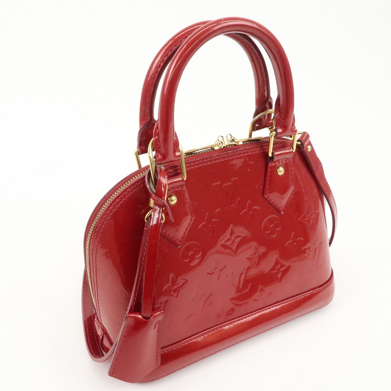 Louis Vuitton Monogram Vernis Alma BB 2Way Bag Red M91606 Used