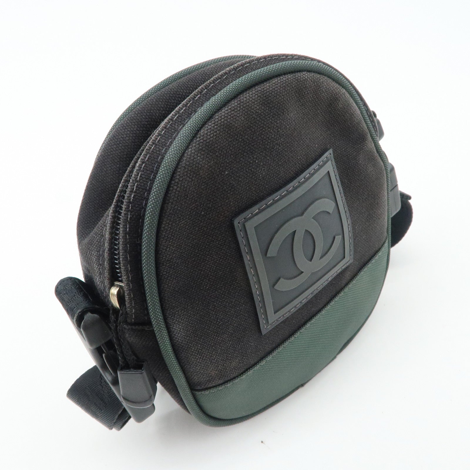 CHANEL COCO Mark Sport Canvas Shoulder Bag Black A23300 Used