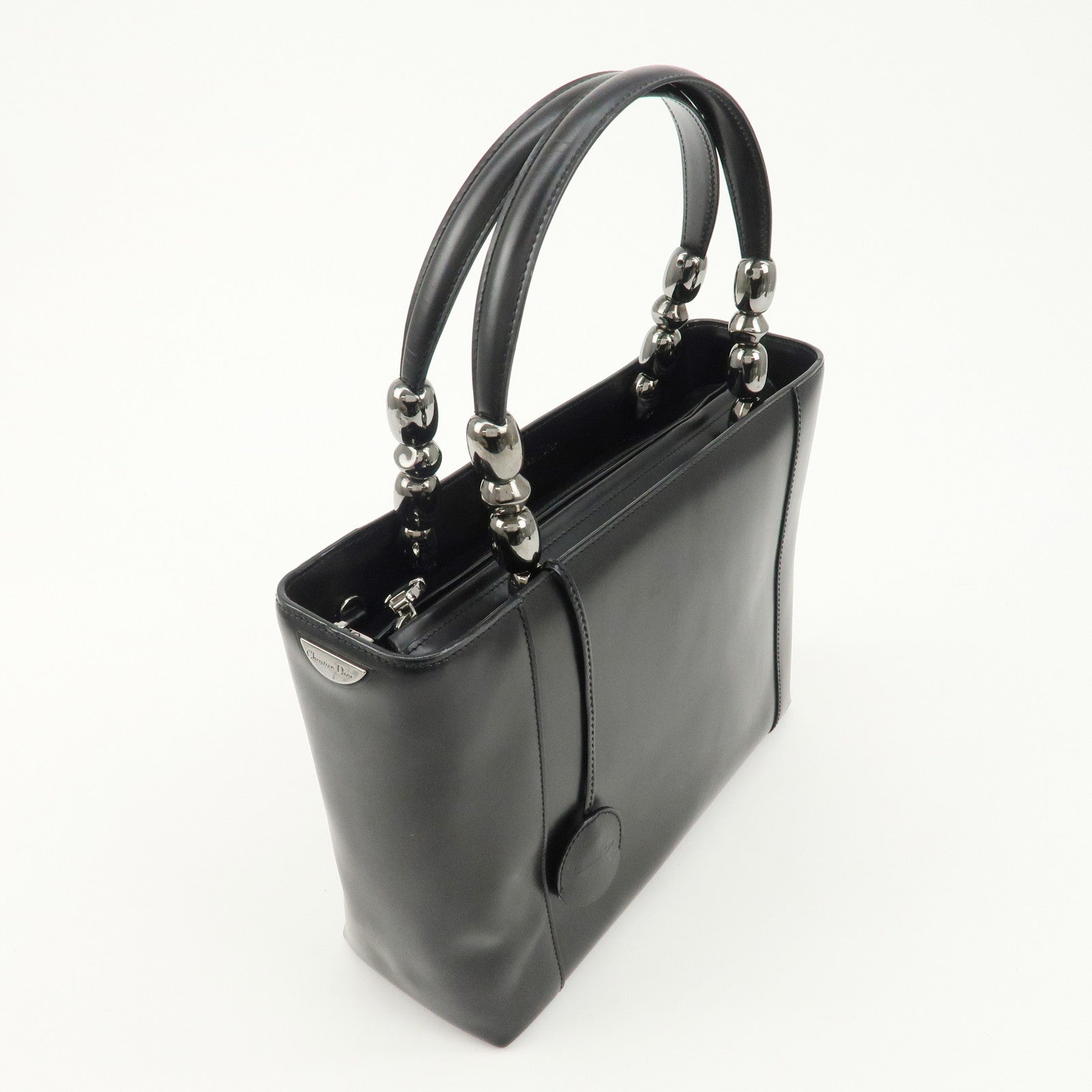 Christian Dior Maris Pearl Leather 2way Bag Hand Bag Black Used