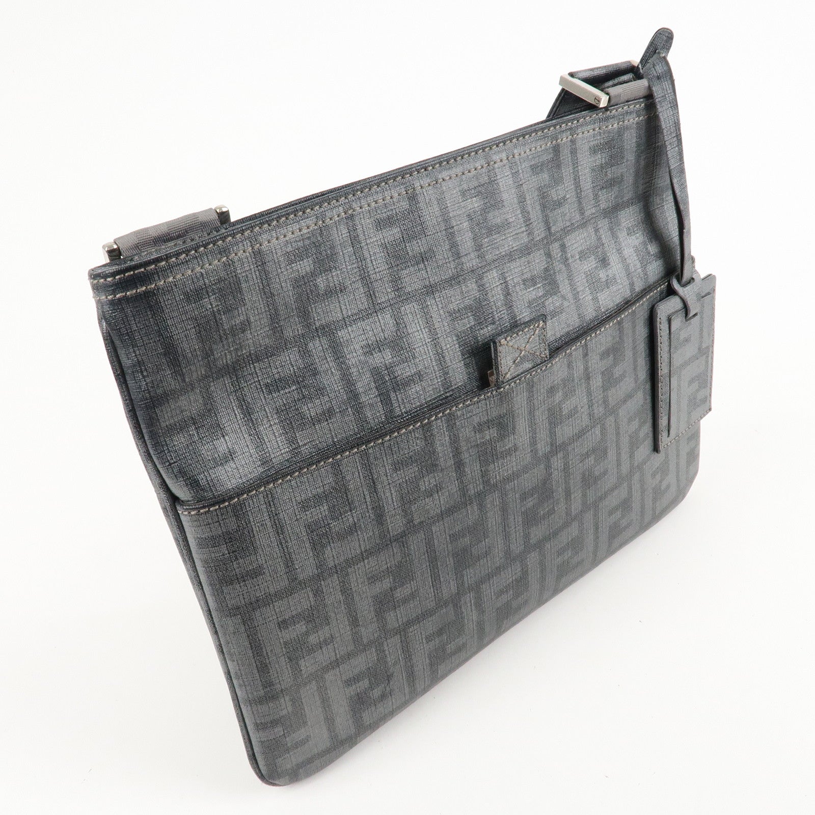 FENDI Zucca PVC Crossbody Bag Shoulder Bag Gray 7VA247 Used
