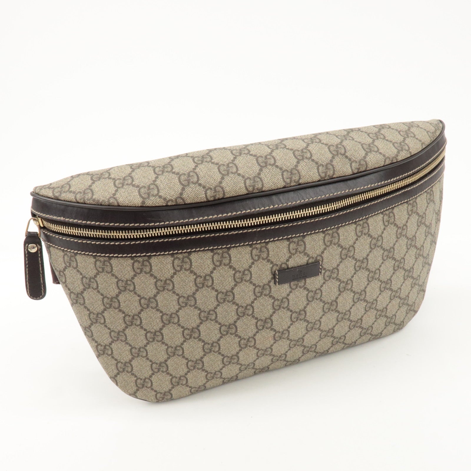 GUCCI GG Supreme Leather Crossbody Bag Beige Brown 211110 Used