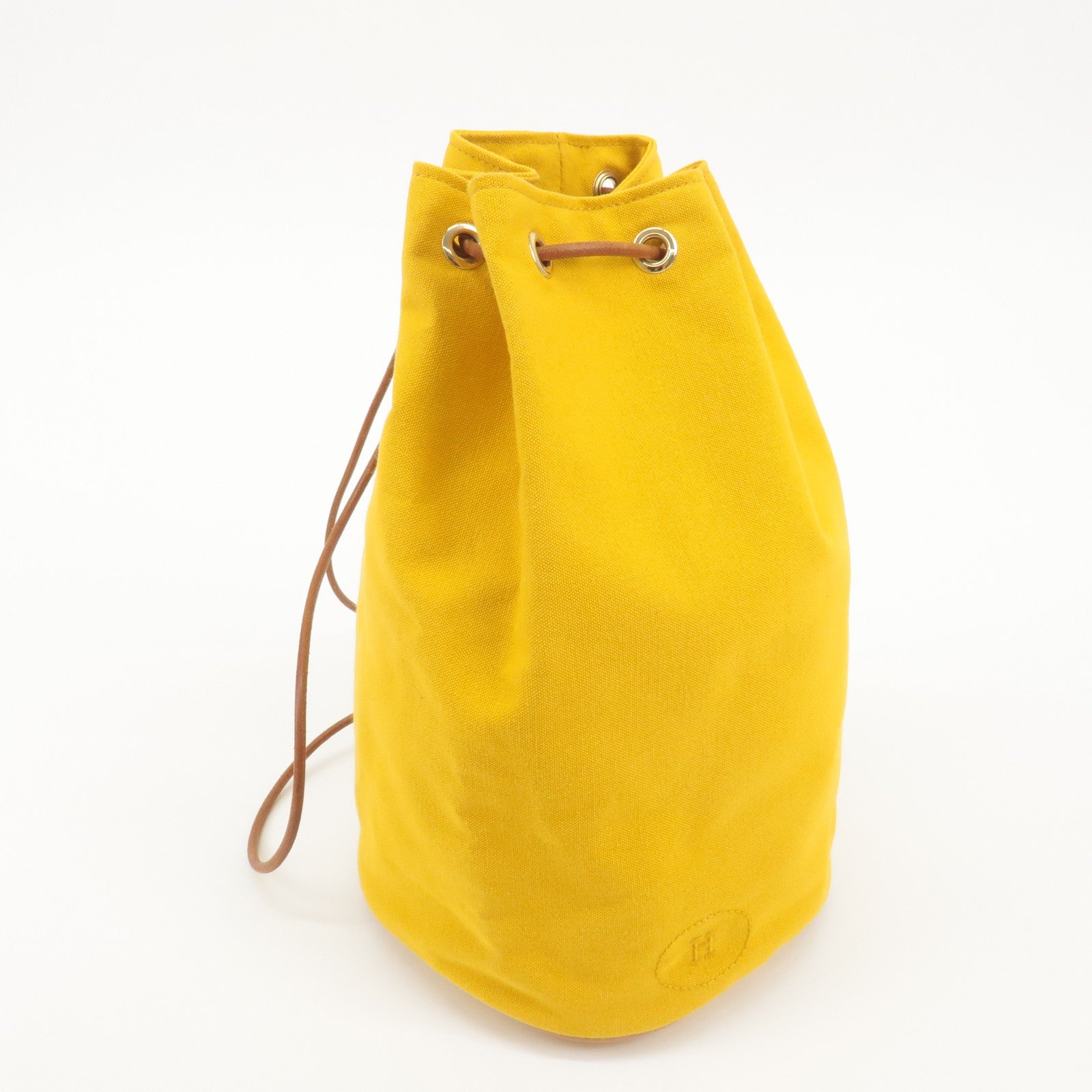 HERMES Canvas Leather Porochon Mimil PM Shoulder Bag Yellow Used