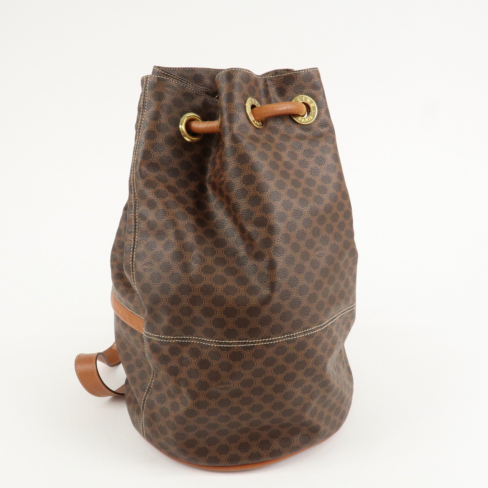 CELINE Macadam PVC Leather One Shoulder Bag Dark Brown Used