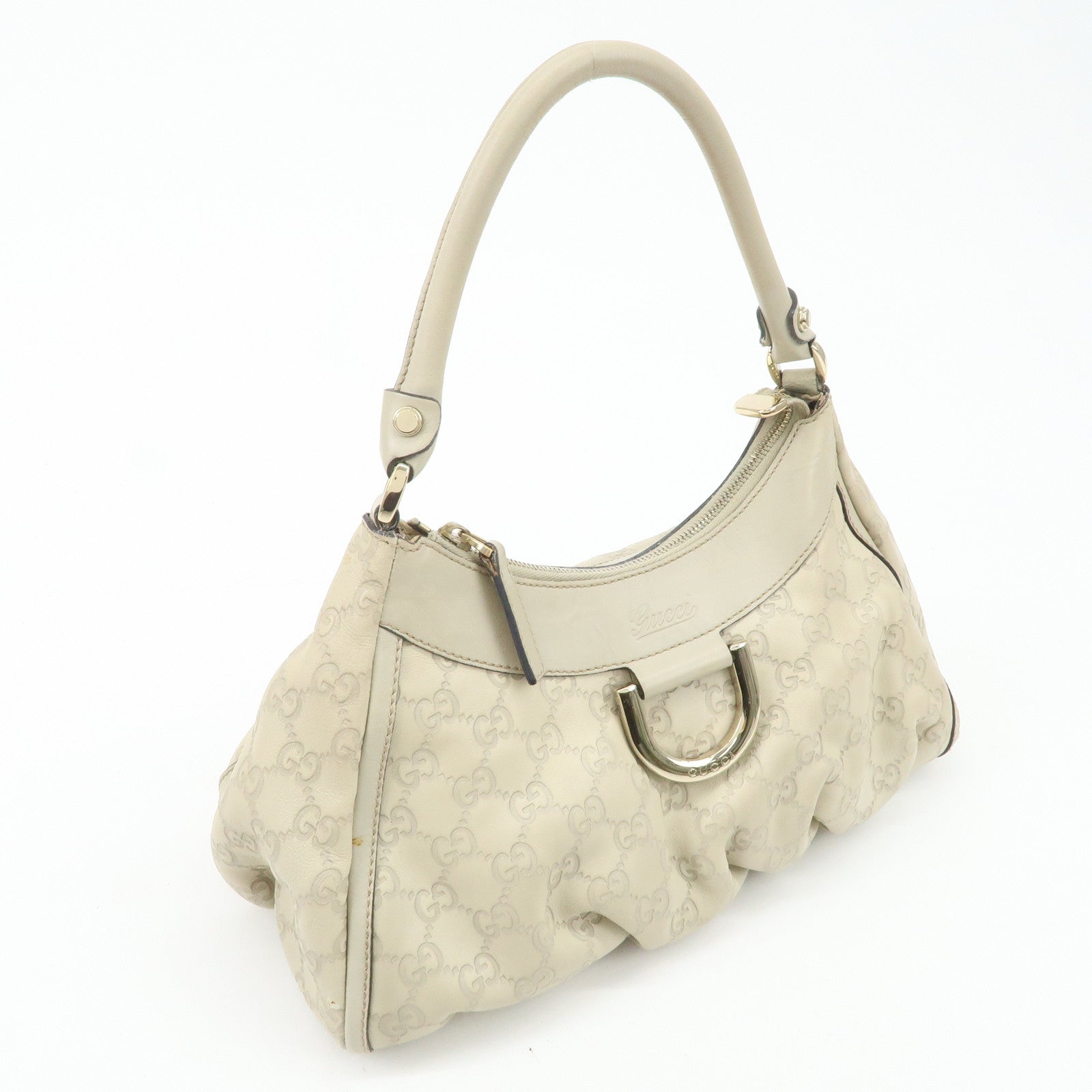 GUCCI Abbey Guccissima Leather Shoulder Bag Ivory 190525 Used