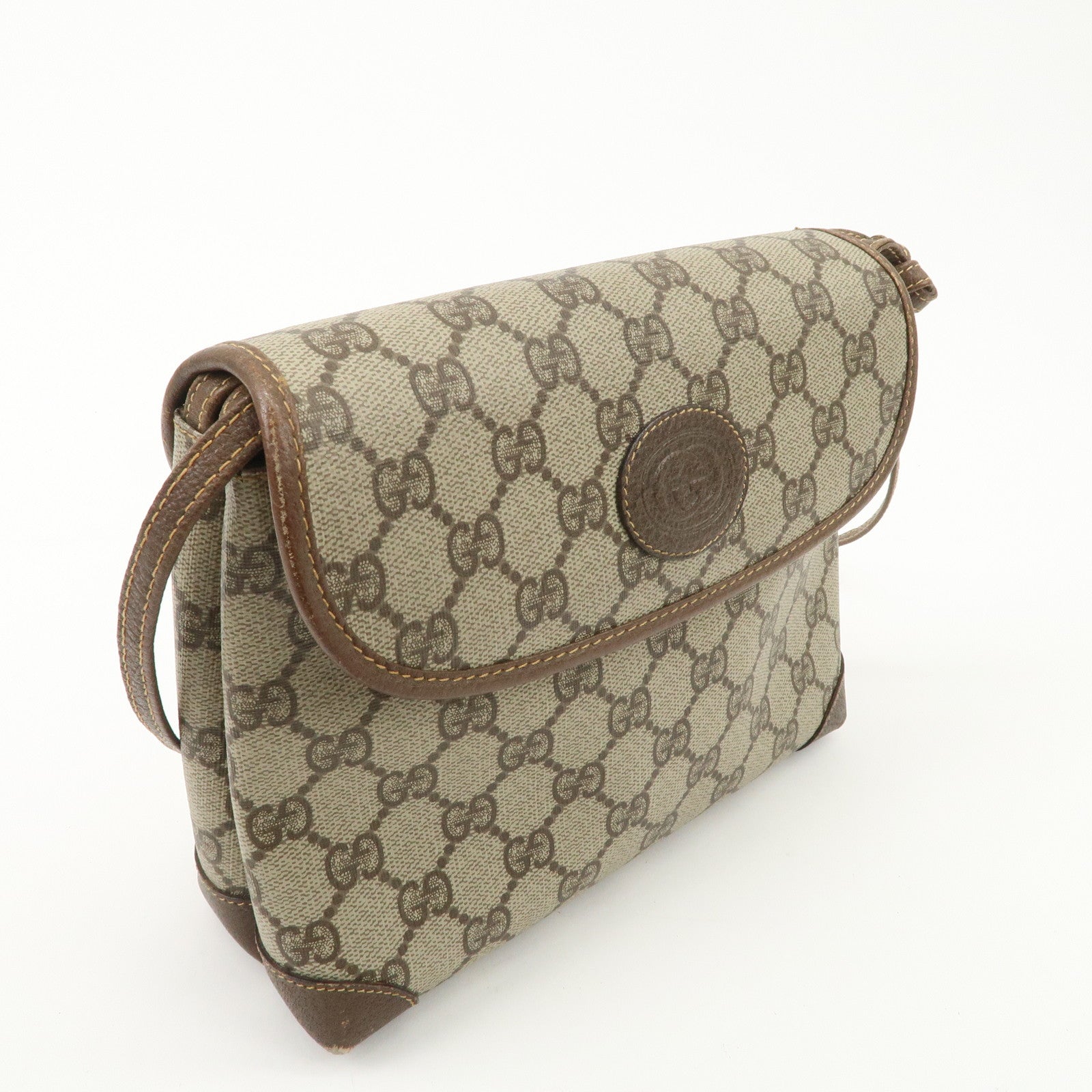GUCCI Old Gucci GG Plus Leather Shoulder Bag 007.56.0087 Used