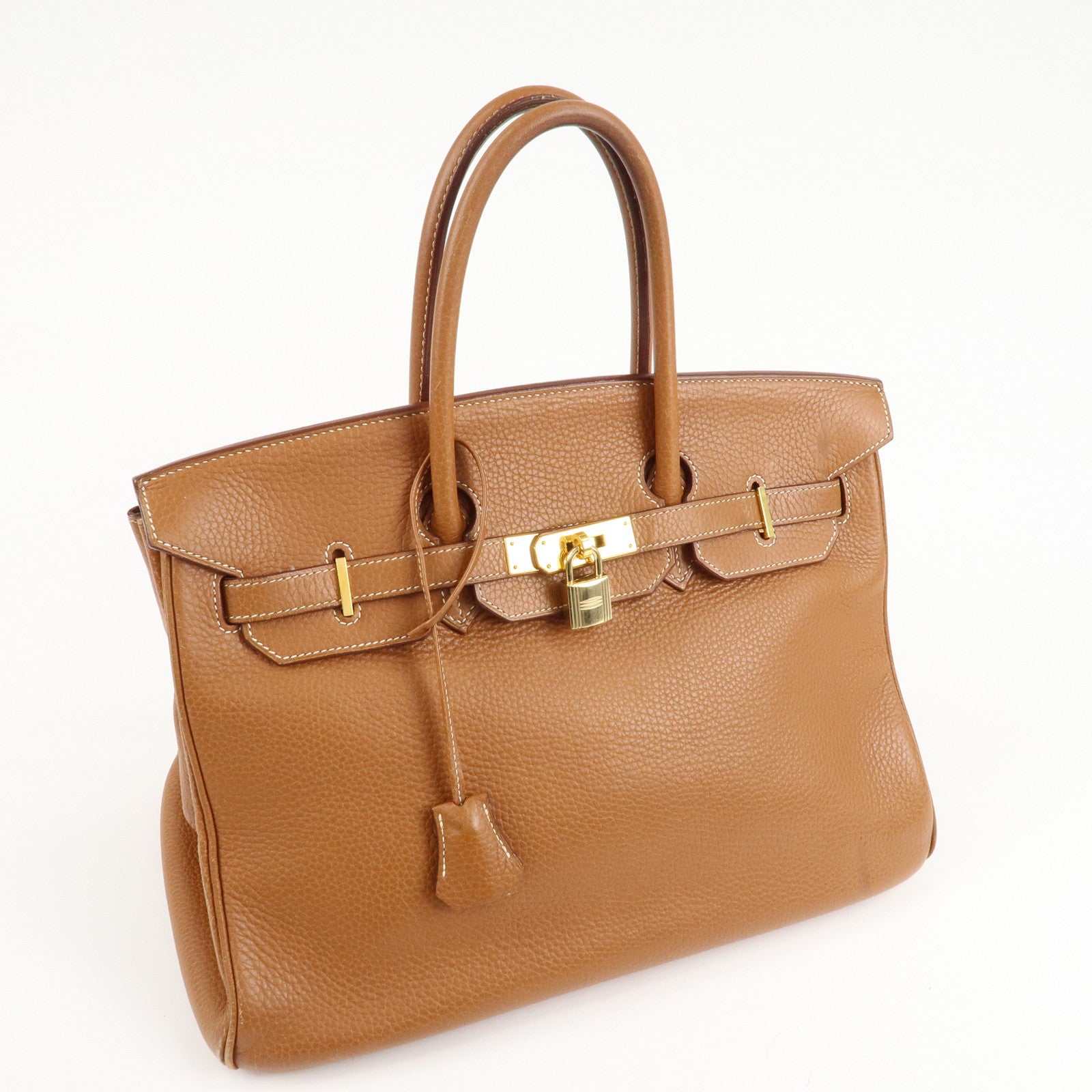 HERMES Taurillon Clemence Birkin 35 J stamped Gold Used