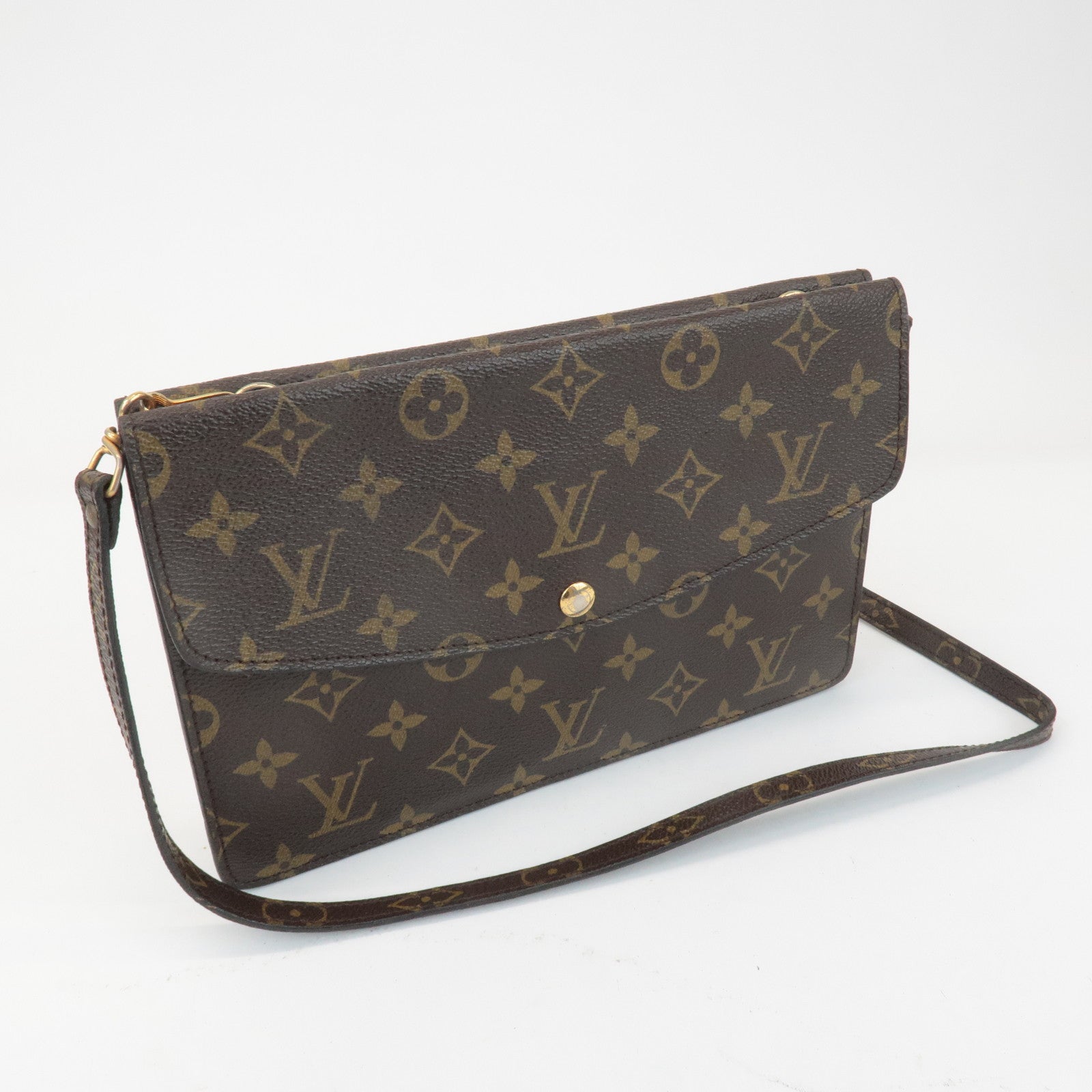Louis Vuitton Monogram Double Rabat Shoulder Bag Brown M51815 Used