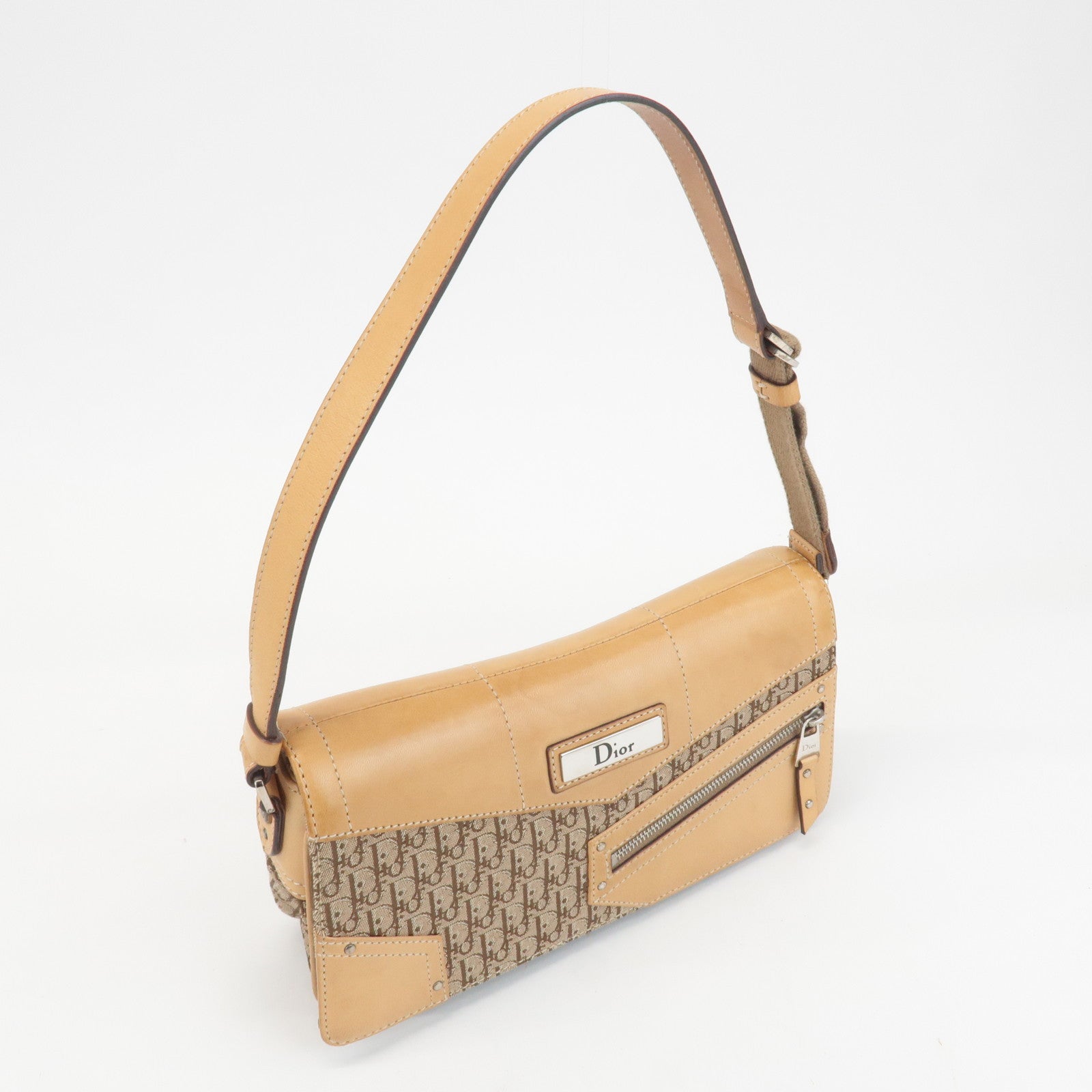 Christian Dior Street Chic Trotter Canvas Leather Shoulder Bag Used