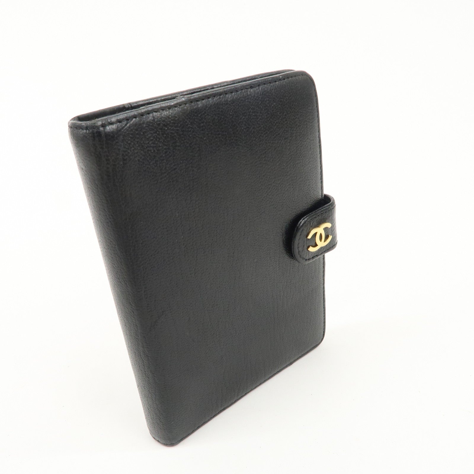 CHANEL COCO Mark Leather Agenda Cover Planner Cover Black Used