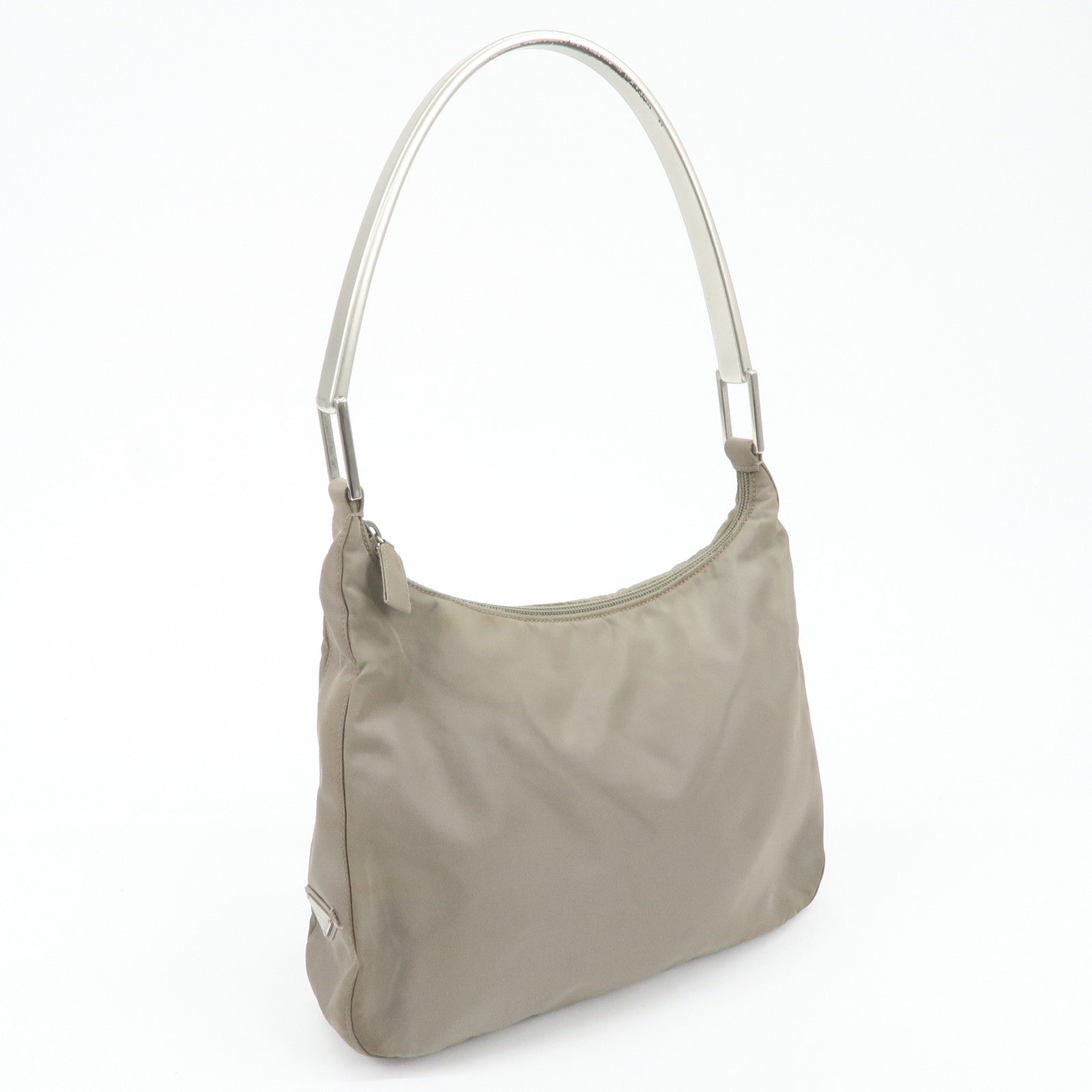 PRADA Nylon Shoulder Bag Gray Used