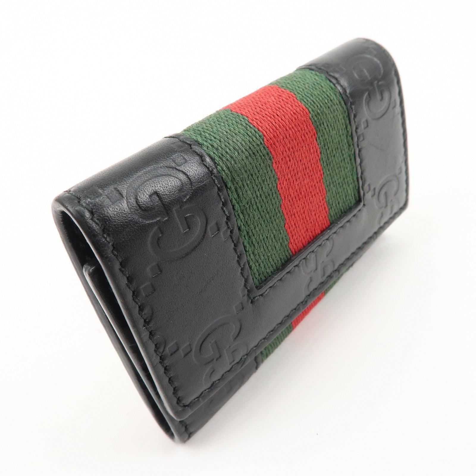 GUCCI Sherry Guccissima Leather 6 Key Case Black 408828 Used