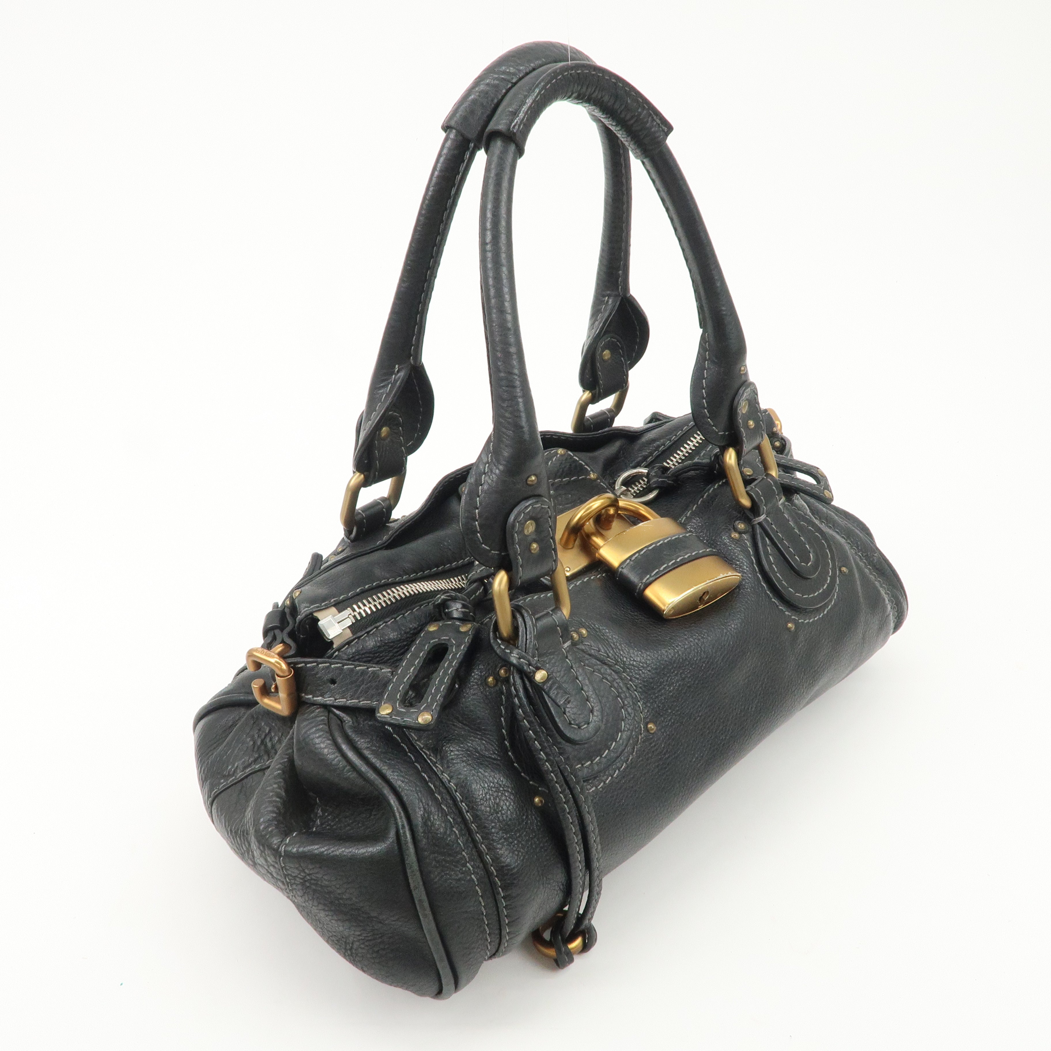 Chloe Paddington Leather Shoulder Bag Hand Bag Black Used