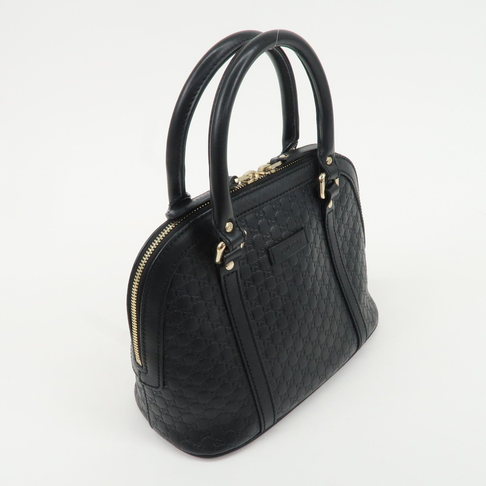 GUCCI Micro Guccissima Leather 2Way Shoulder Hand Bag Black 449654 Used