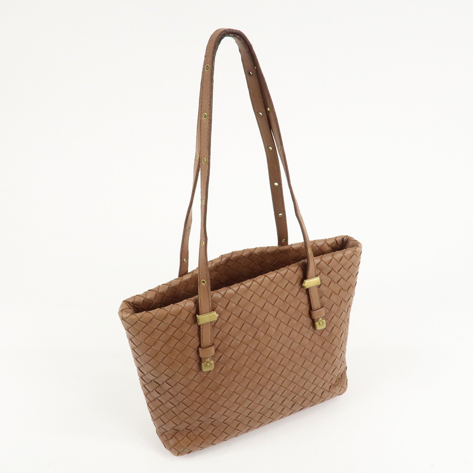 BOTTEGA VENETA Intrecciato Leather Tote Bag Brown 162937 Used