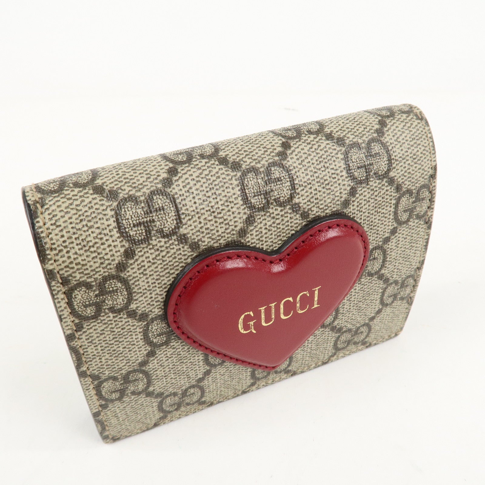 GUCCI GG Supreme Leather Heart Motif Bi-fold Wallet 648848 Used