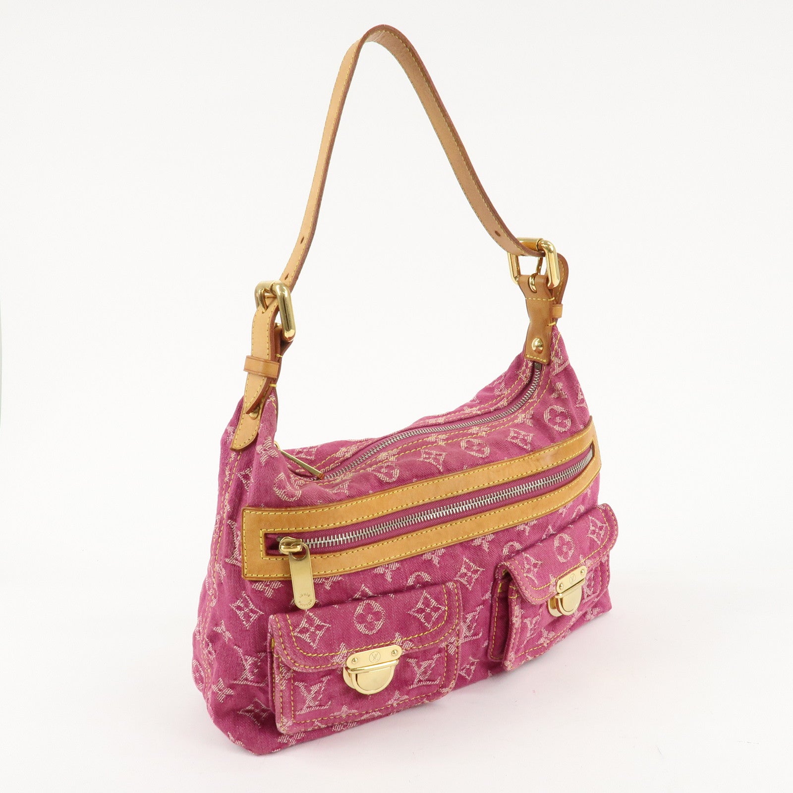 Louis Vuitton Monogram Denim Baggy PM Shoulder Bag Fuchsia M95212 Used