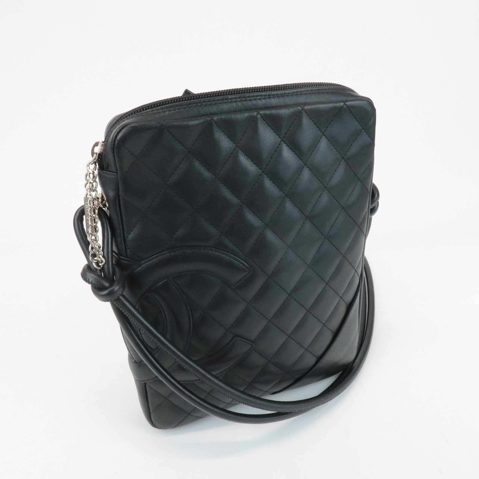 CHANEL Cambon Lamb Skin Medium Pochette Shoulder Bag A25178 Used