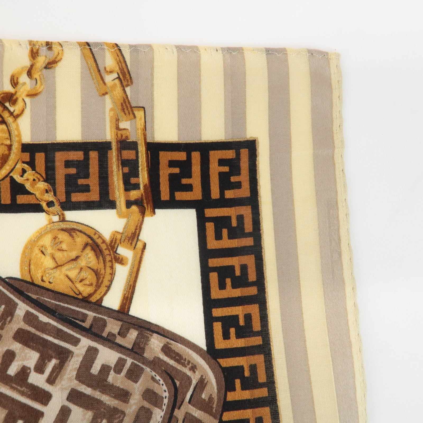 FENDI Set of 5 Cotton 100% Handkerchief Red Pink Brown Beige White Used