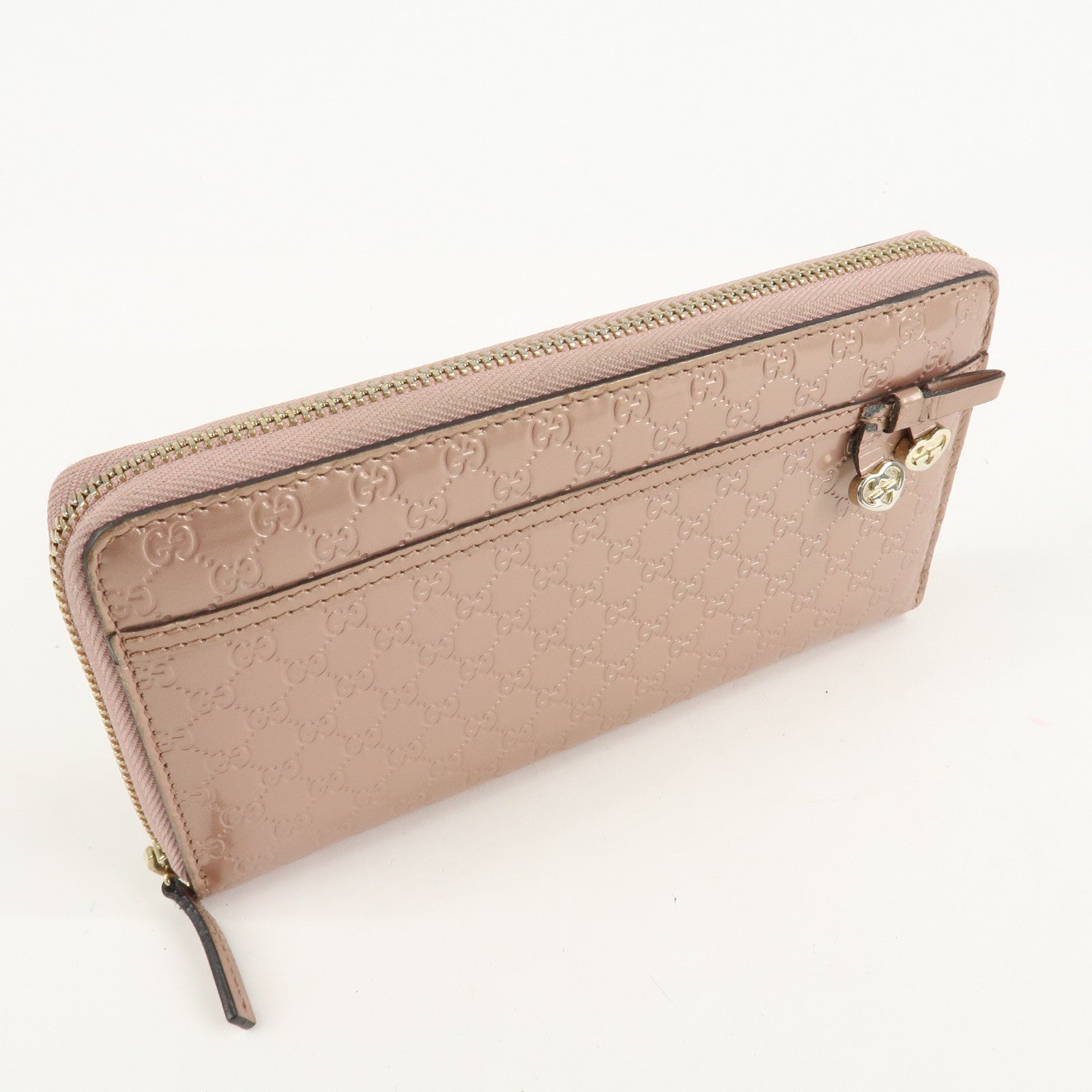 GUCCI Micro Guccissima Patent Leather Zippy Long Wallet 258406 Used