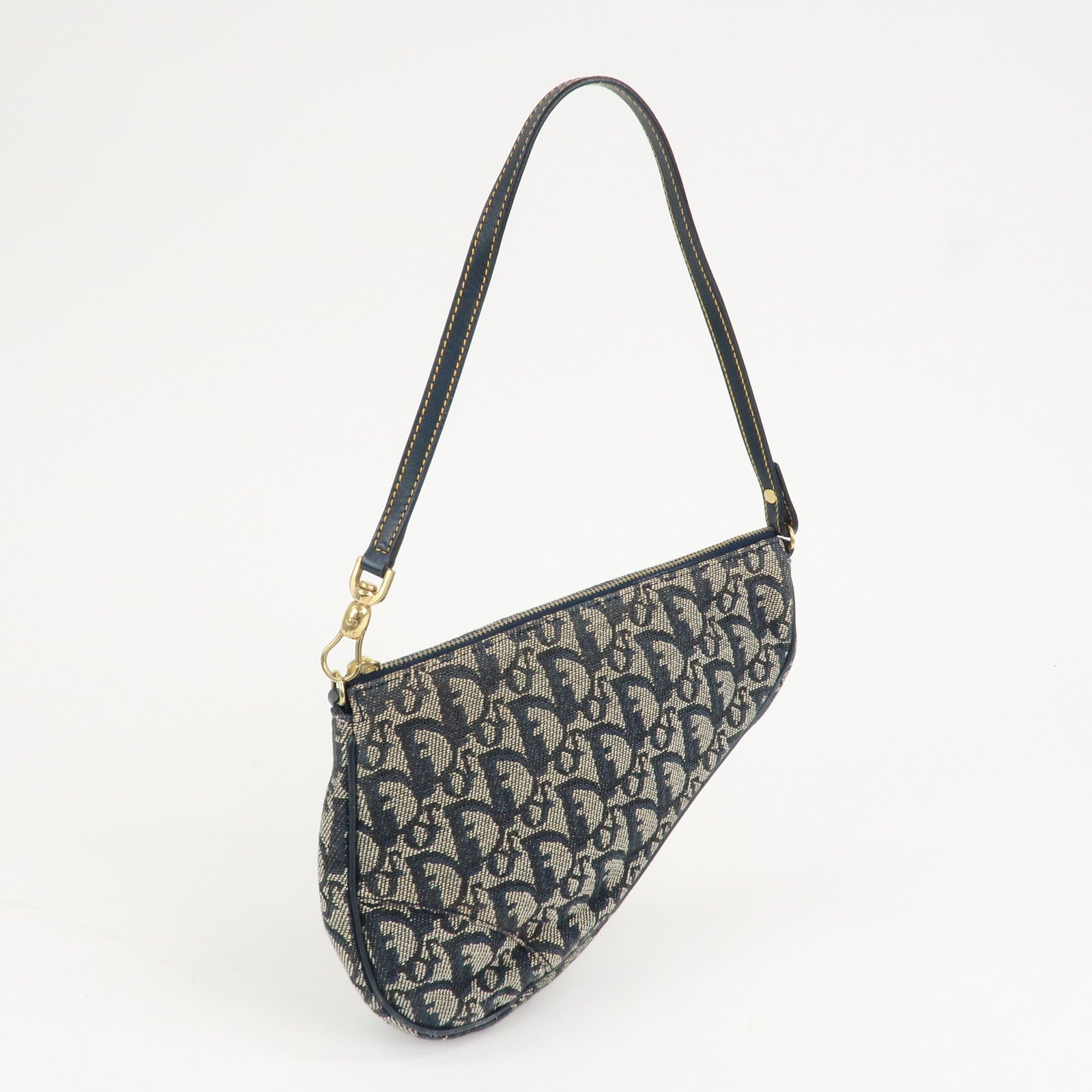 Christian Dior Trotter Canvas Leather Mini Saddle Pouch Hand Bag Used