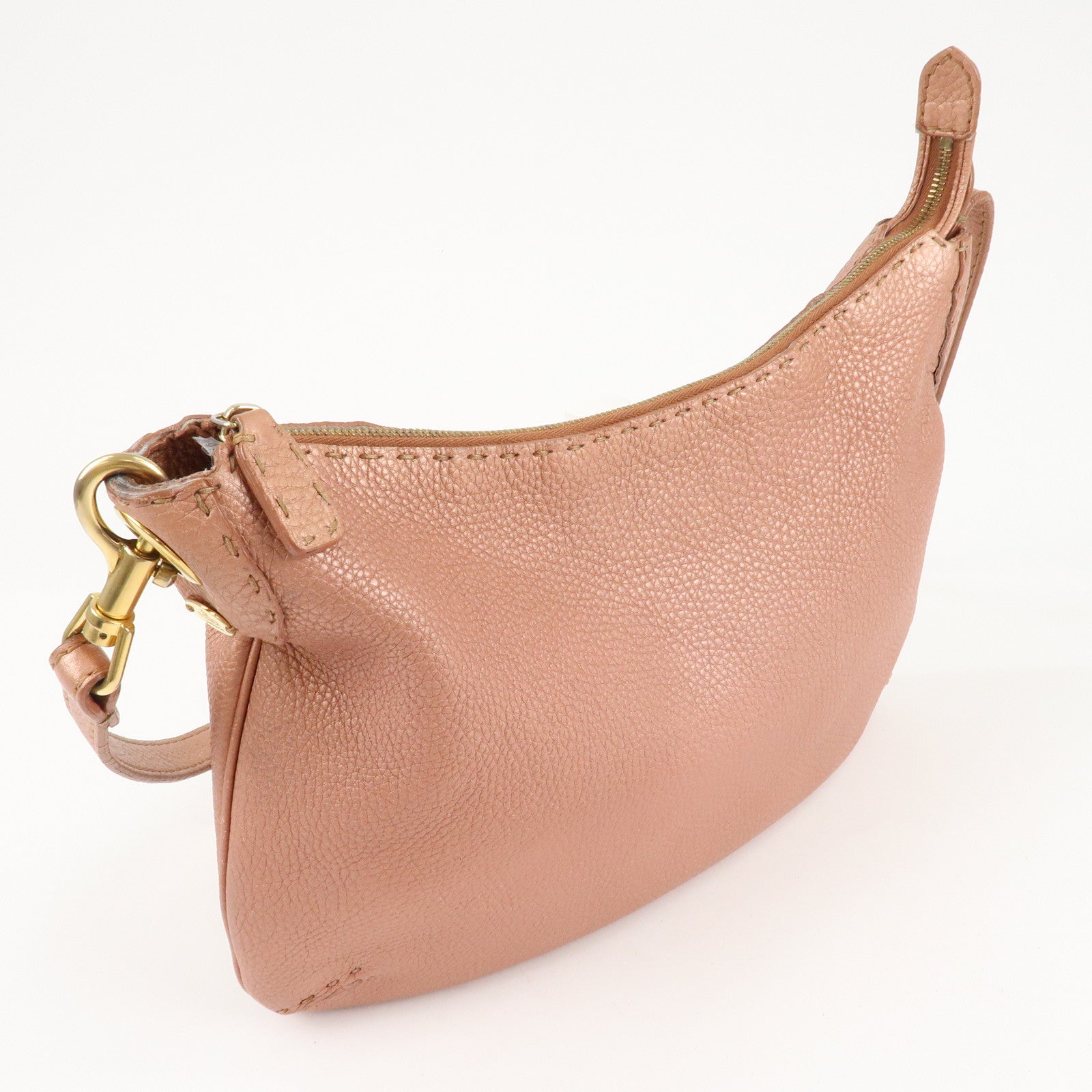 FENDI Zucca Canvas Leather Shoulder Bag Brown Black 8BT146 Used