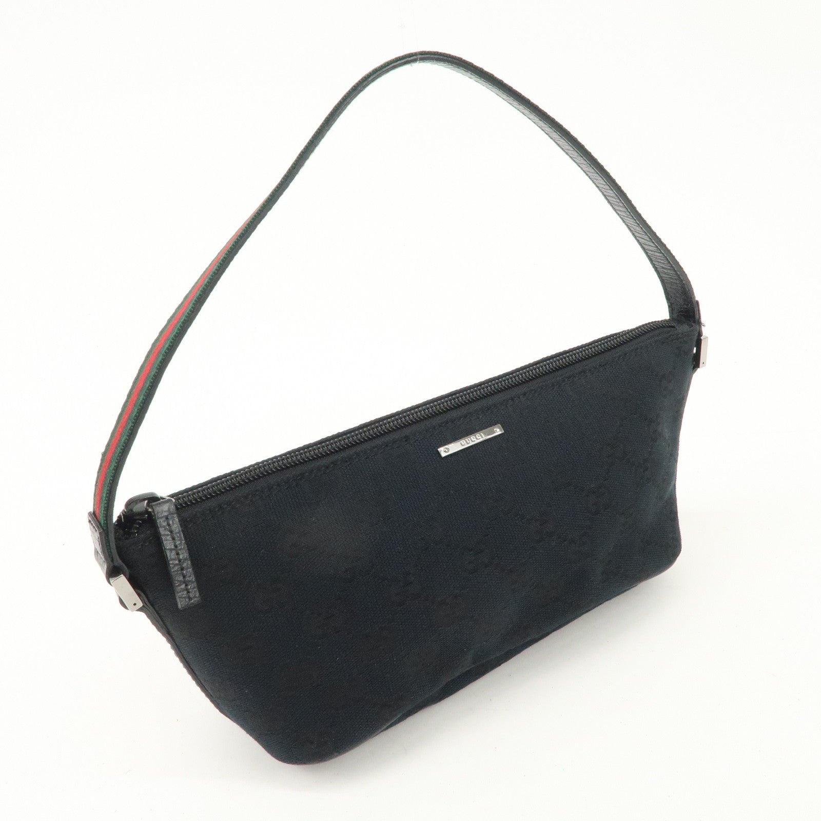 GUCCI Sherry GG Canvas Leather Hand Bag Accessorie Pouch 141809 Used