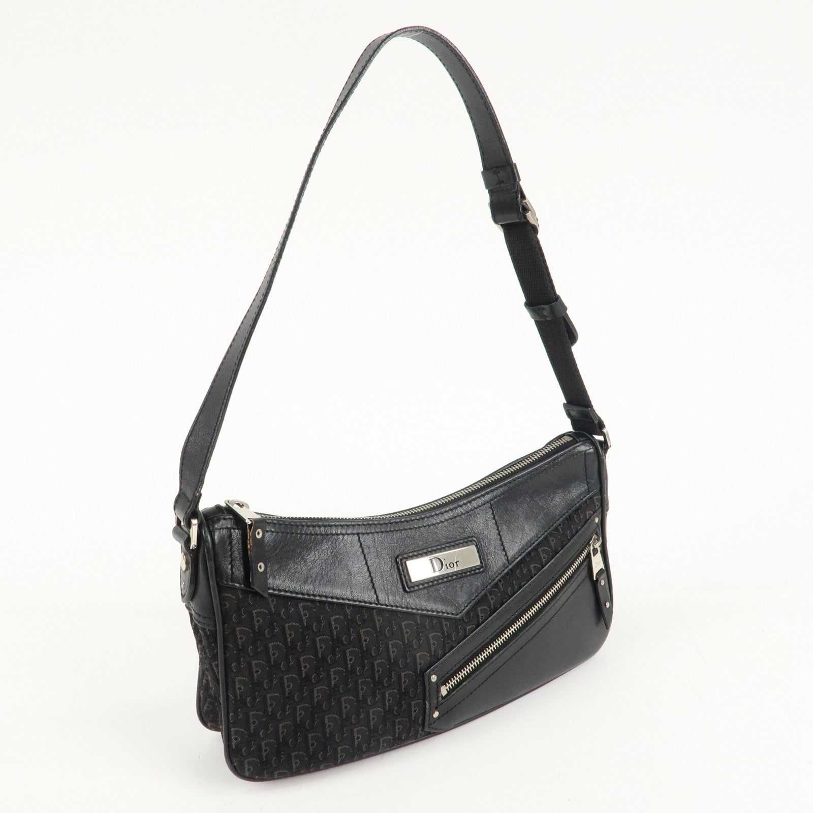 Christian Dior Trotter Street Chic Canvas Leather Shoulder Bag Used