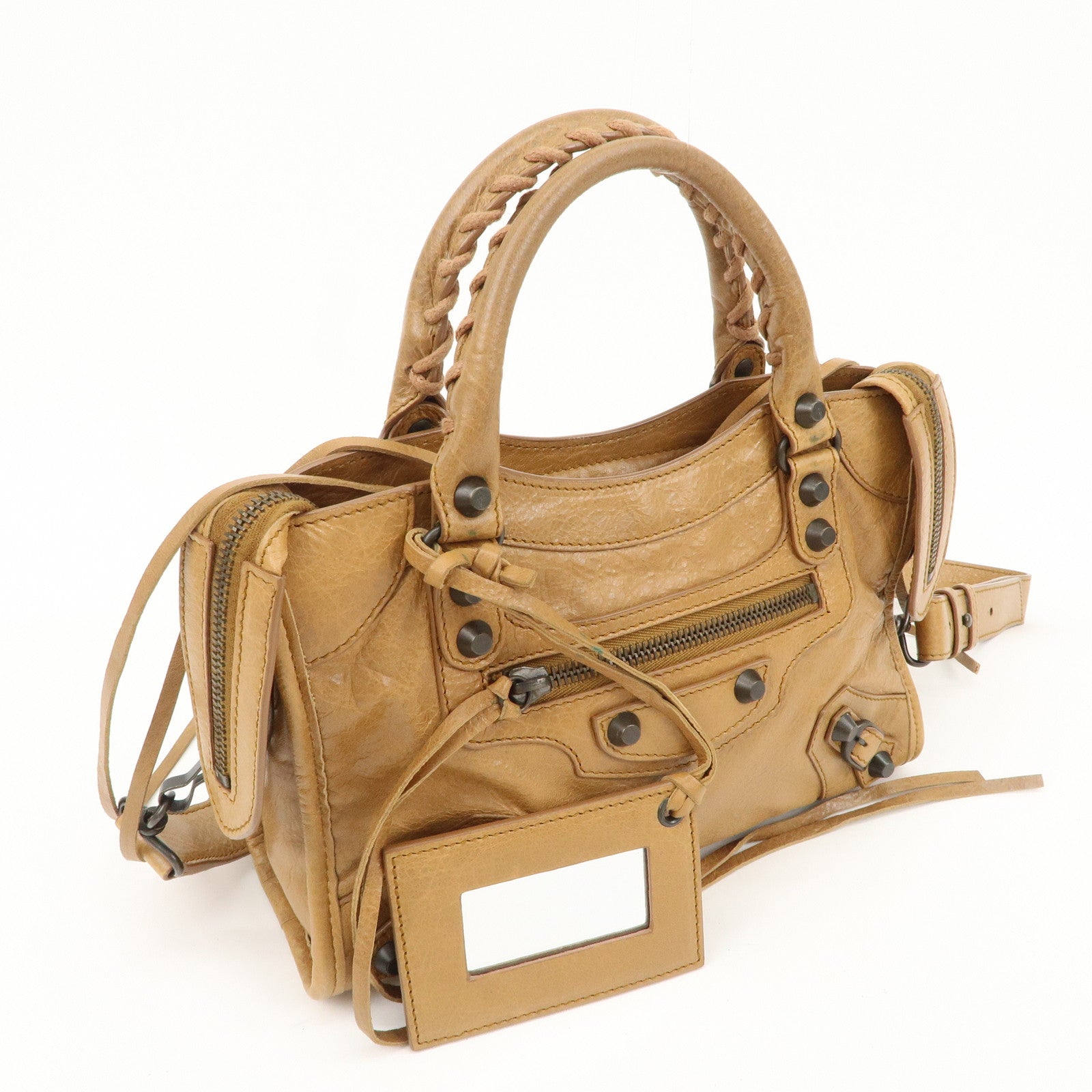BALENCIAGA Mini City Leather Classic 2Way Bag Brown 300295 Used
