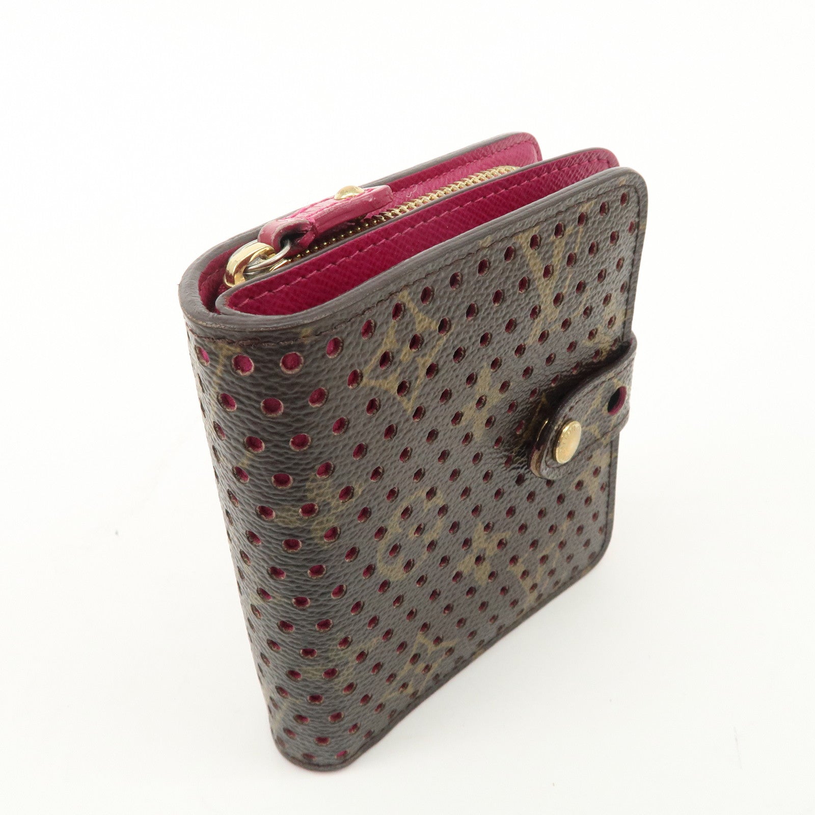 Louis Vuitton Monogram Perfor Compact Zip Wallet Fuchsia M95188 Used