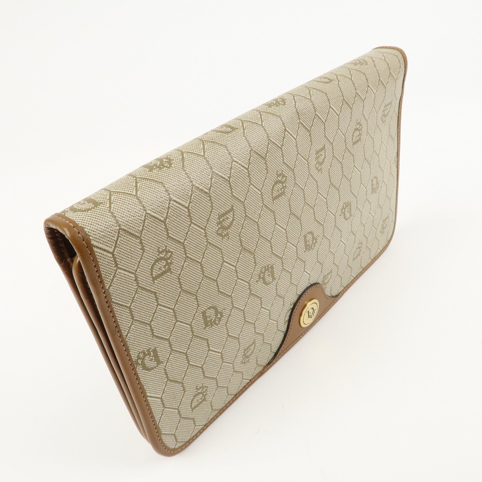 Christian Dior Honeycomb PVC Leather Chain Shoulder Bag Ivory Used