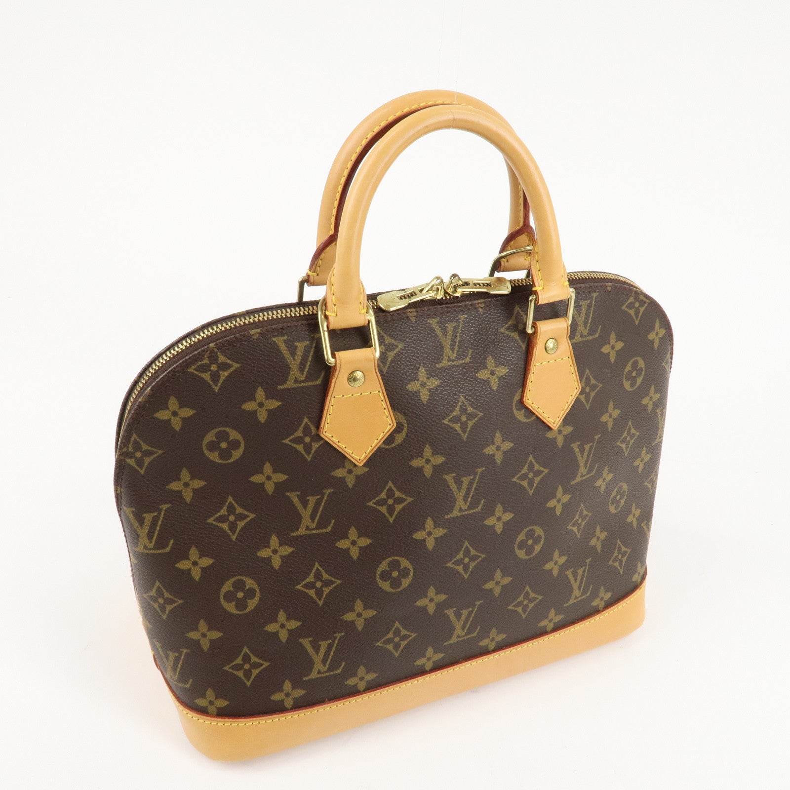 Louis Vuitton Monogram Alma Hand Bag Brown Gold Hardware M51130 Used