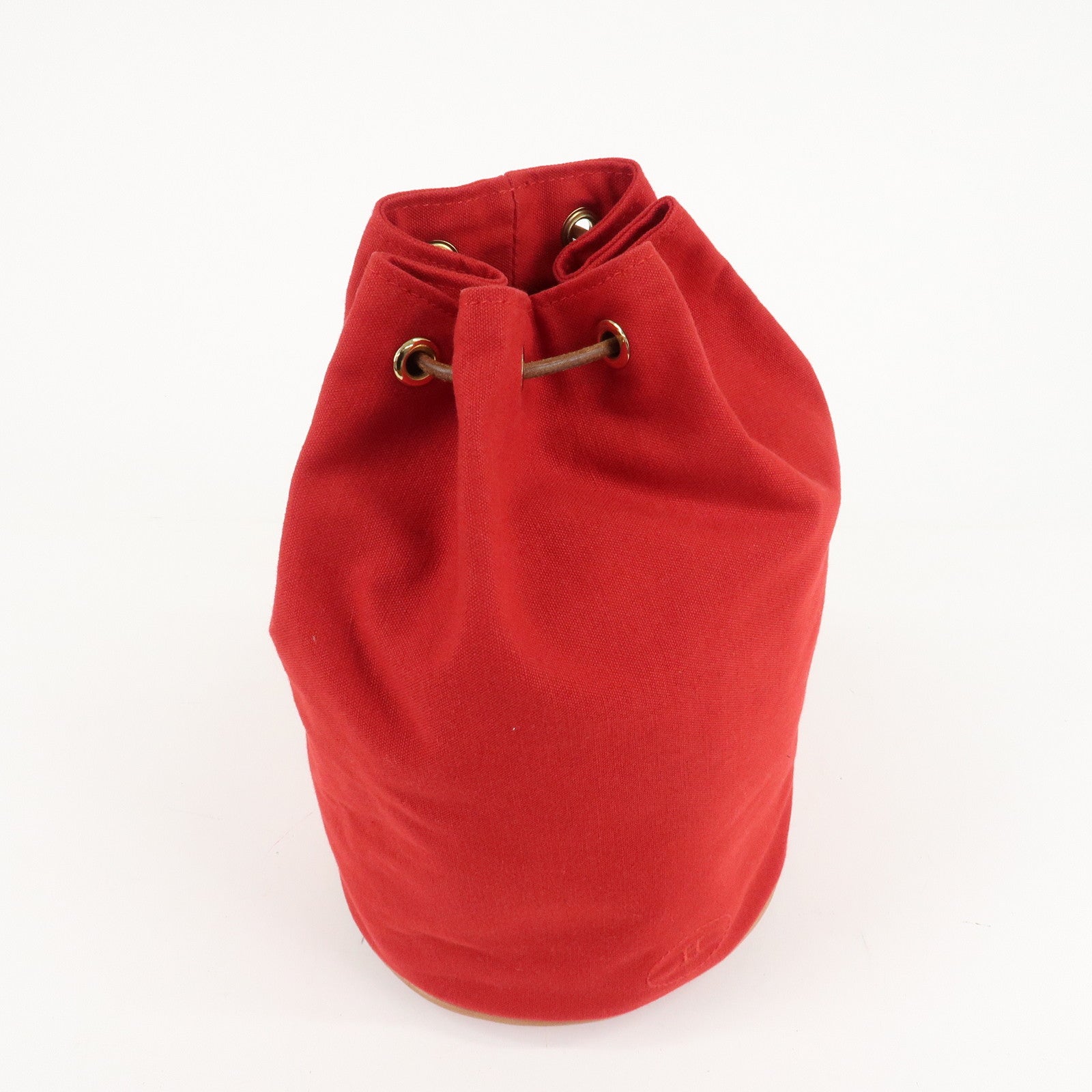 HERMES Canvas Leather Porochon Mimil PM Shoulder Bag Red Used