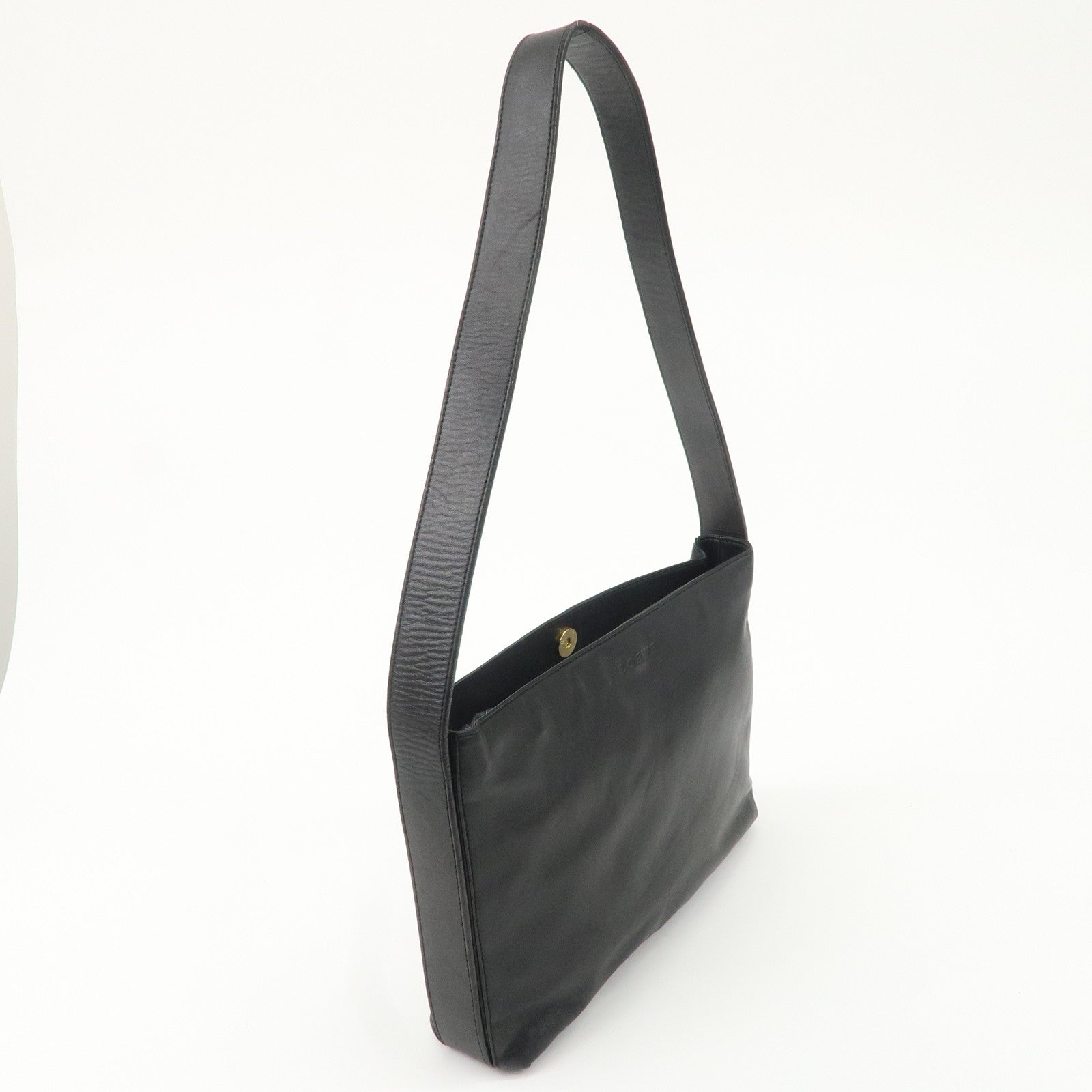 LOEWE Leather Shoulder Bag Black Used