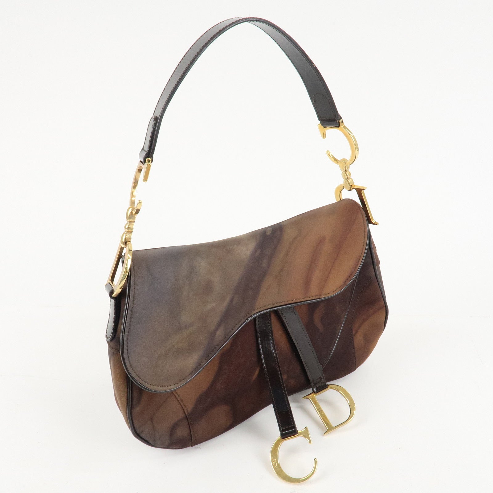 Christian Dior Nylon Canvas Patent Leather Saddle Bag Shoulder Bag Used