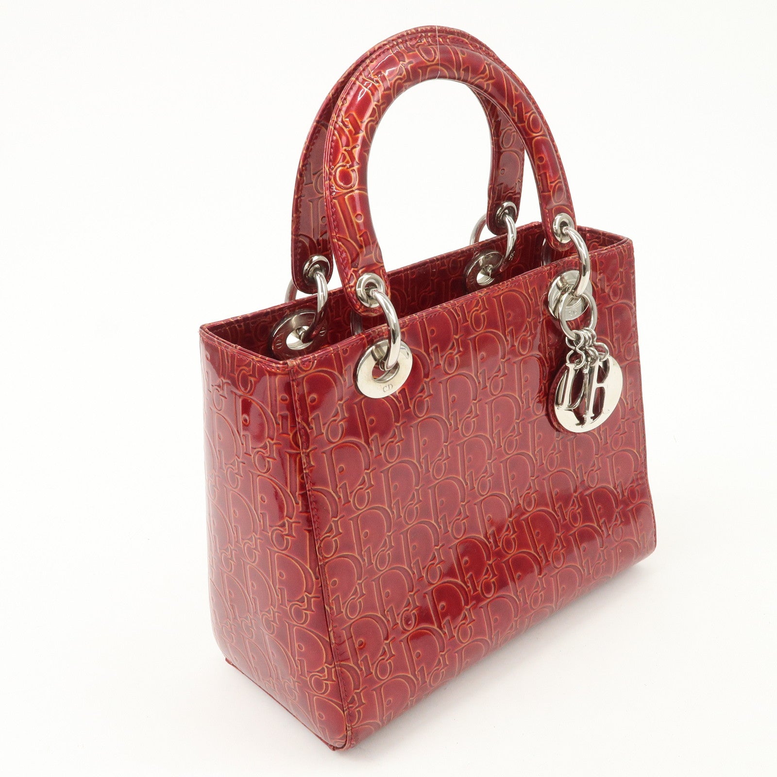 Christian Dior Trotter Lady Dior Patent Leather Hand Bag MA-0091 Used