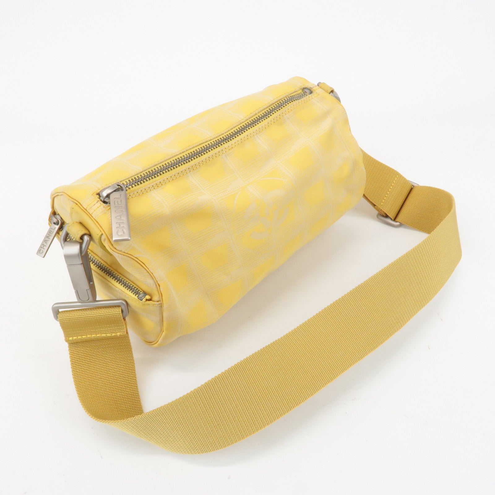 CHANEL New Travel Line Nylon Jacquard Leather Shoulder Bag A17669 Used