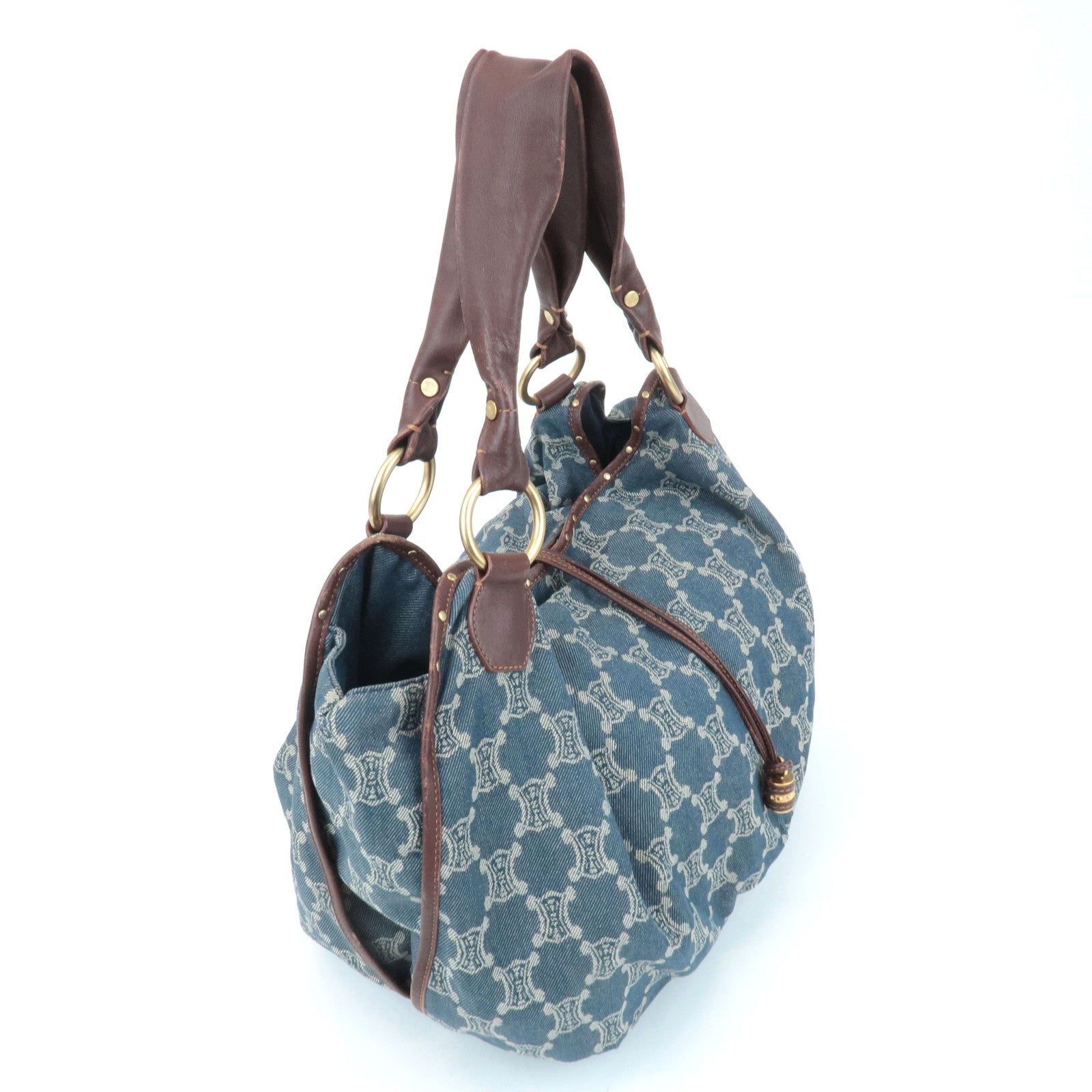 CELINE Macadam Denim Leather Bitter Sweet Shoulder Bag Used