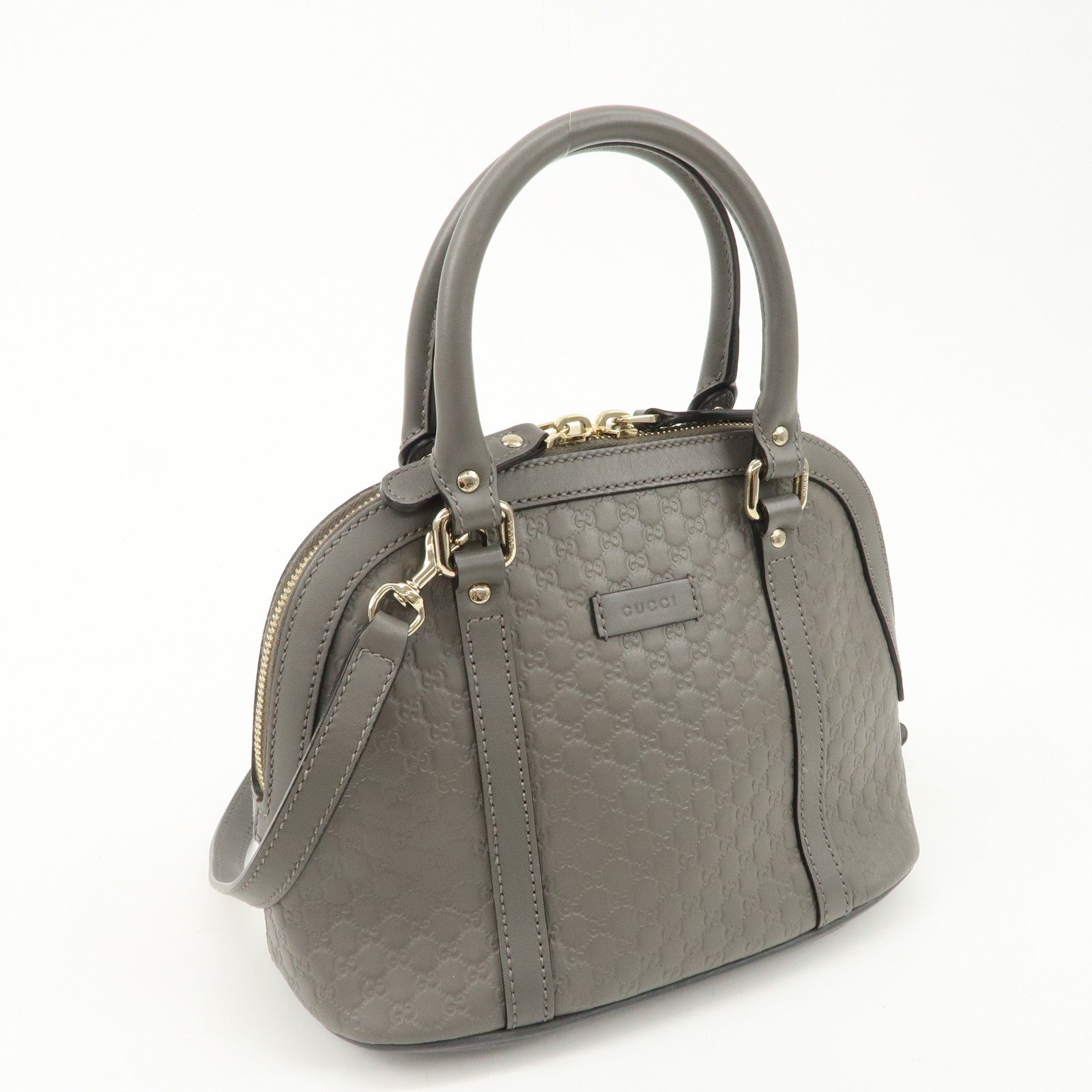 GUCCI Micro Guccissima Leather 2WAY Bag Hand Bag Gray 449654 Used