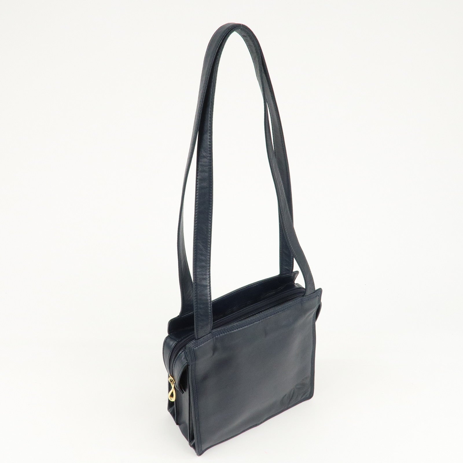 LOEWE Anagram Leather Shoulder Bag Navy Used