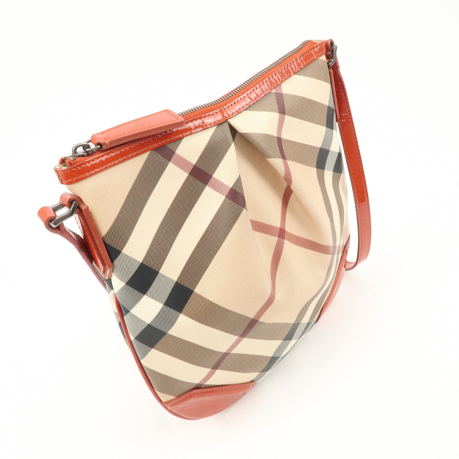 BURBERRY PVC Leather Shoulder Bag Crossbody Bag Beige Orange Used