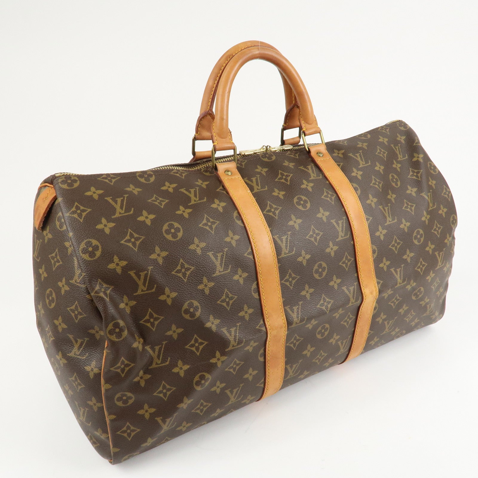 Louis Vuitton Monogram Keep All 50 Boston Bag Brown M41426 Used